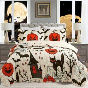 Halloween Themed Quilt Bedspread Set